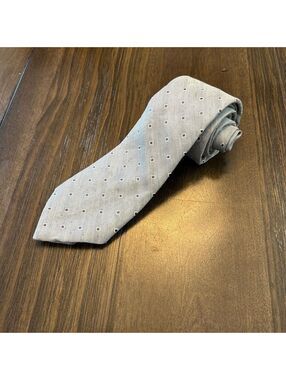 Classic John Lewis 30% Silk Dot Print Preppy Necktie Tie Silver Gray